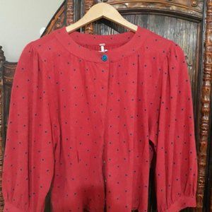 FREE PEOPLE - POLKA DOT ORANGE TOP LARGE SIZE